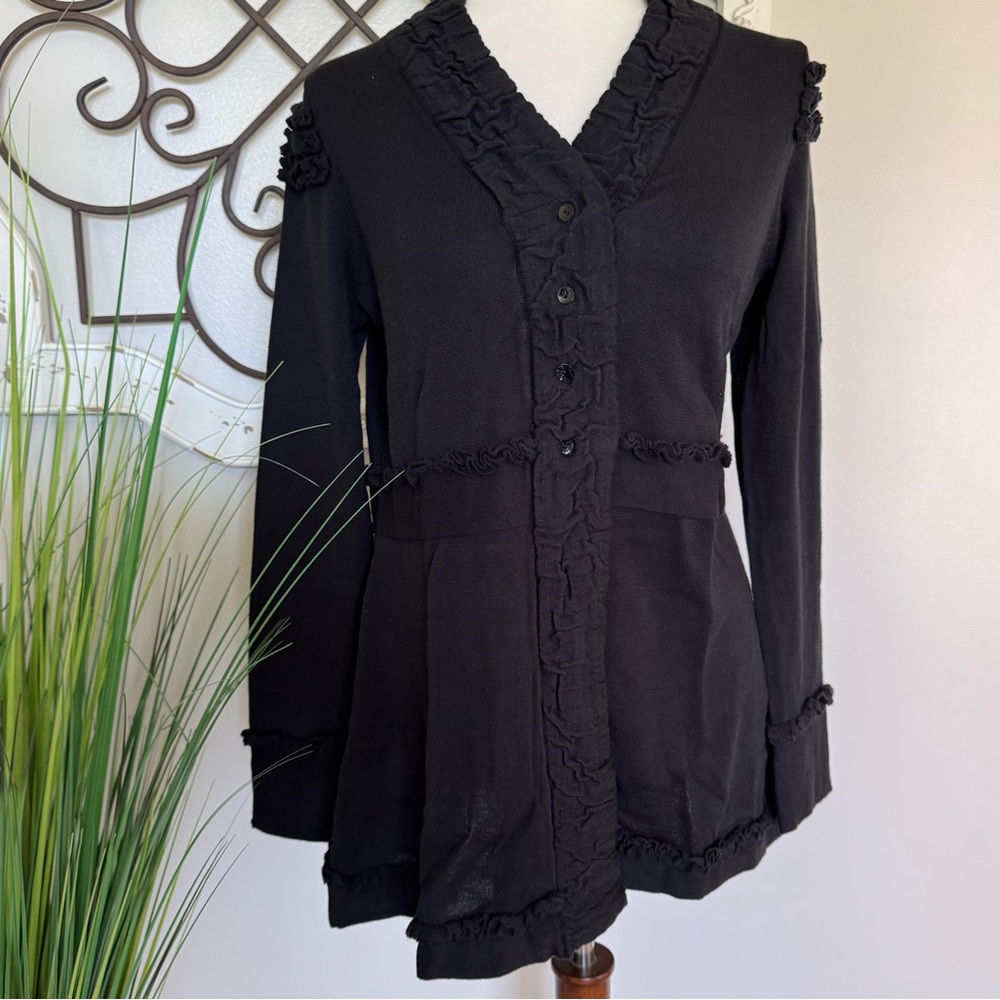 NWT HEATHER B Size Large Black Cardigan Sweater